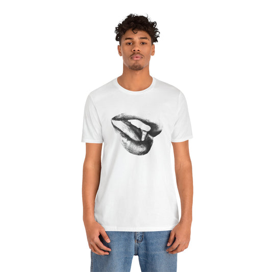 Minimalist Black & White Hand-Drawn Lips Unisex T-Shirt