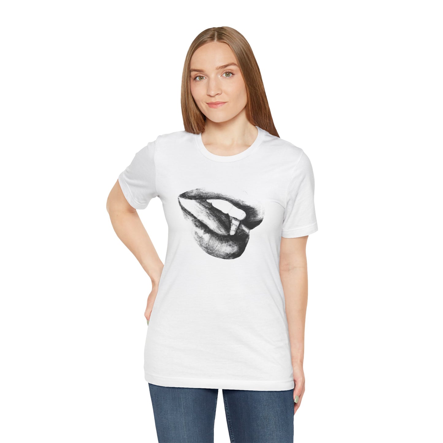 Minimalist Black & White Hand-Drawn Lips Unisex T-Shirt