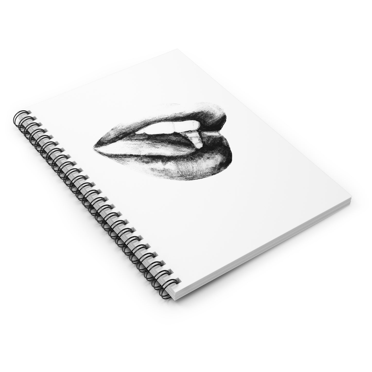 Spiral Notebook - Lush Mouth Pencil Drawing Ruled Line