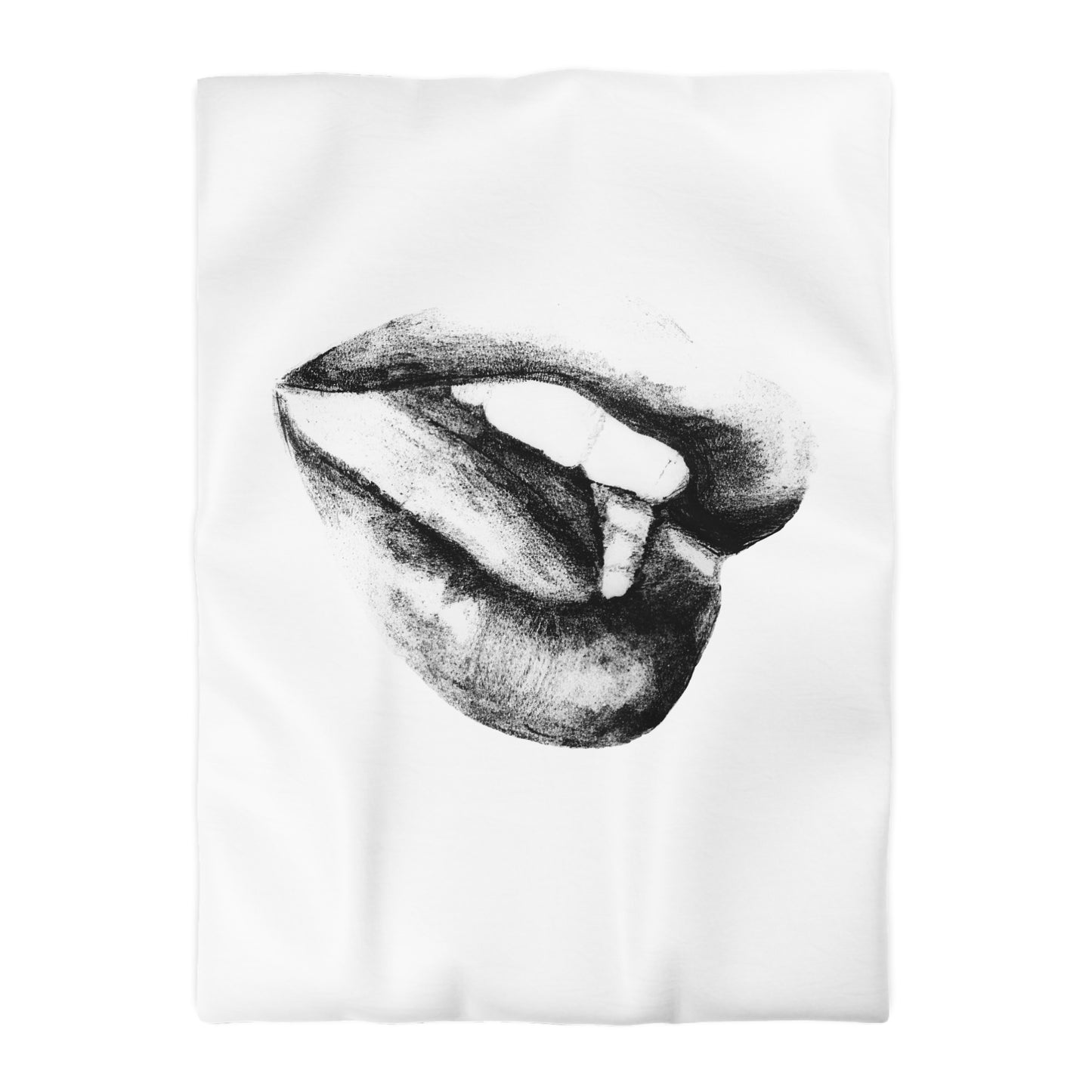 Duvet Cover - Lush Lips Black & White Drawing Design