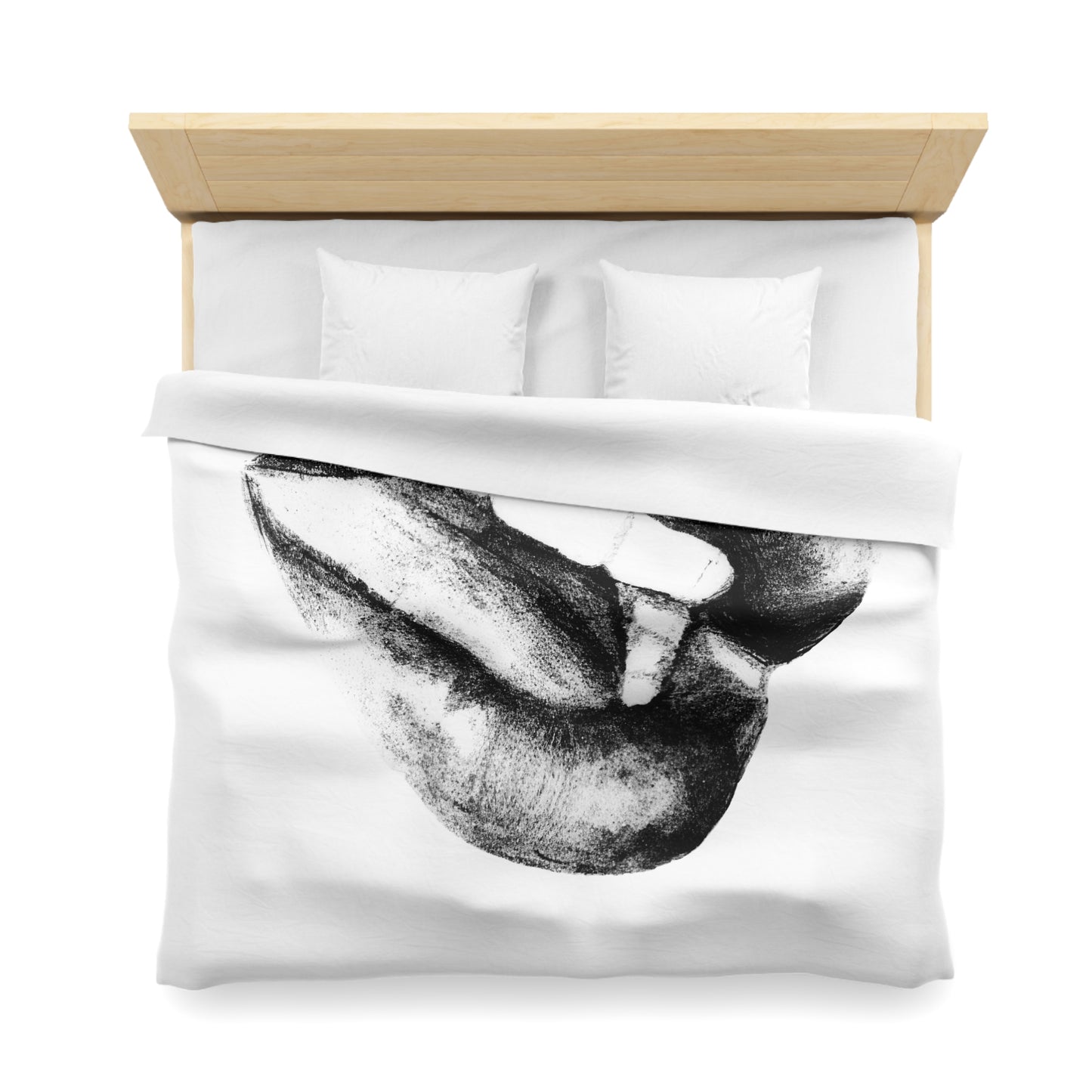 Duvet Cover - Lush Lips Black & White Drawing Design