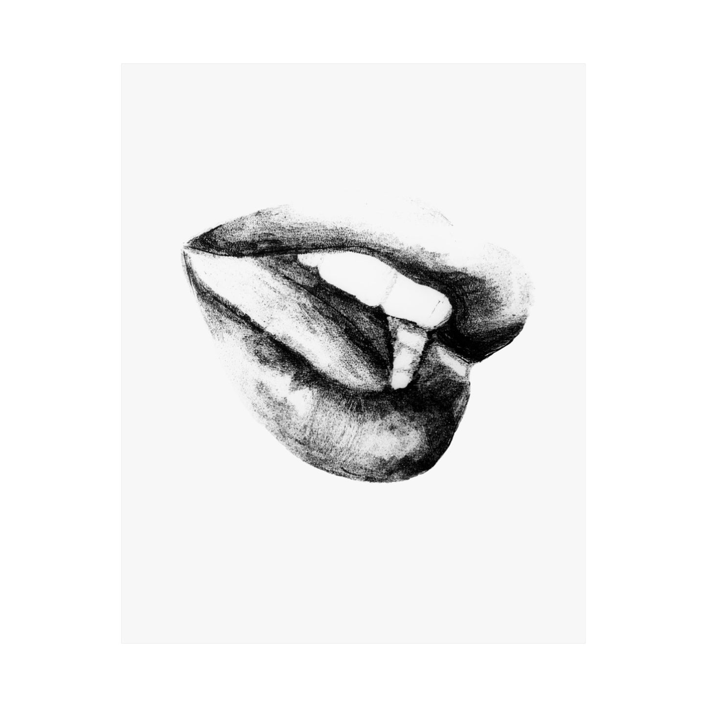 Vertical Poster - Black and White Woman's Lips Drawing