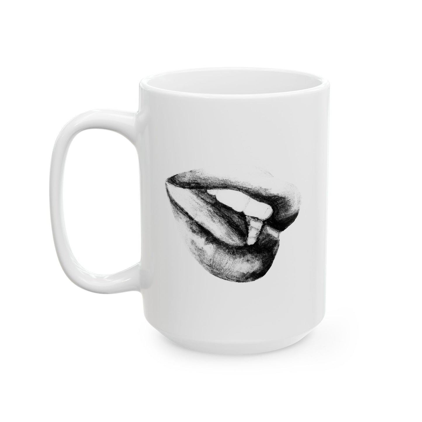 Mug - Woman's Lips Monochrome Pencil Drawing