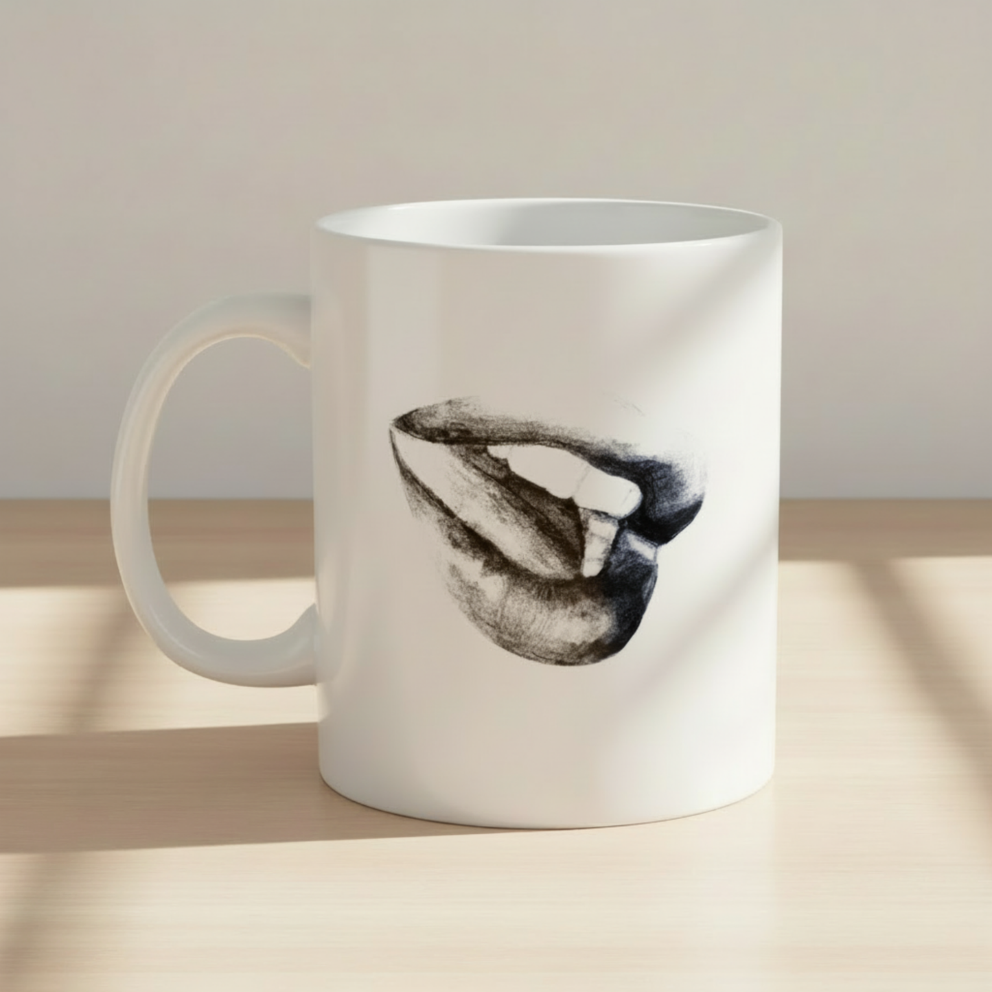 Minimalist Black & White Lips Ceramic Mug (11oz, 15oz)