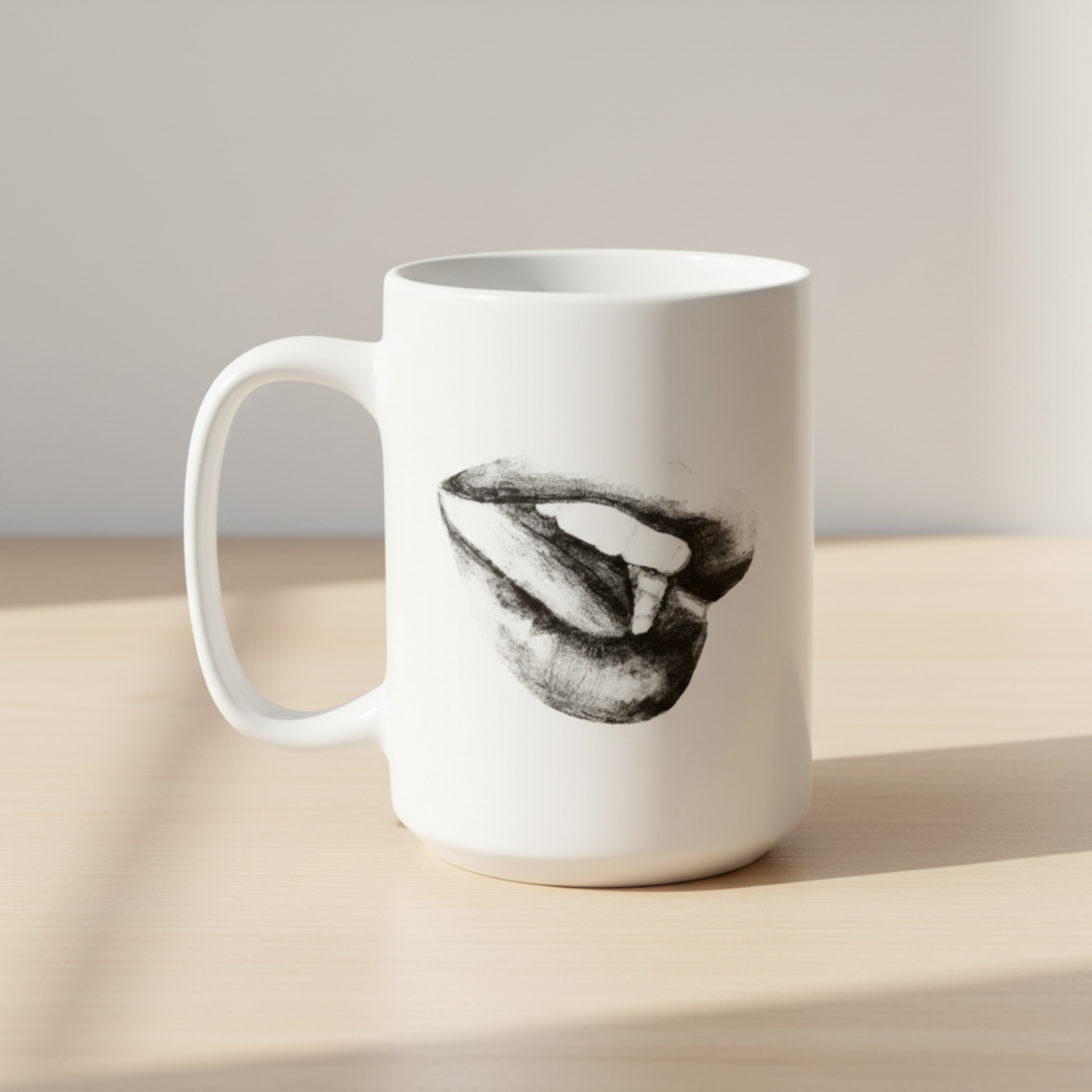 Minimalist Black & White Lips Ceramic Mug (11oz, 15oz)