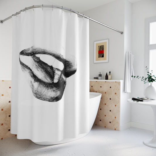 Shower Curtains - Lush Lips Pencil Drawing Design