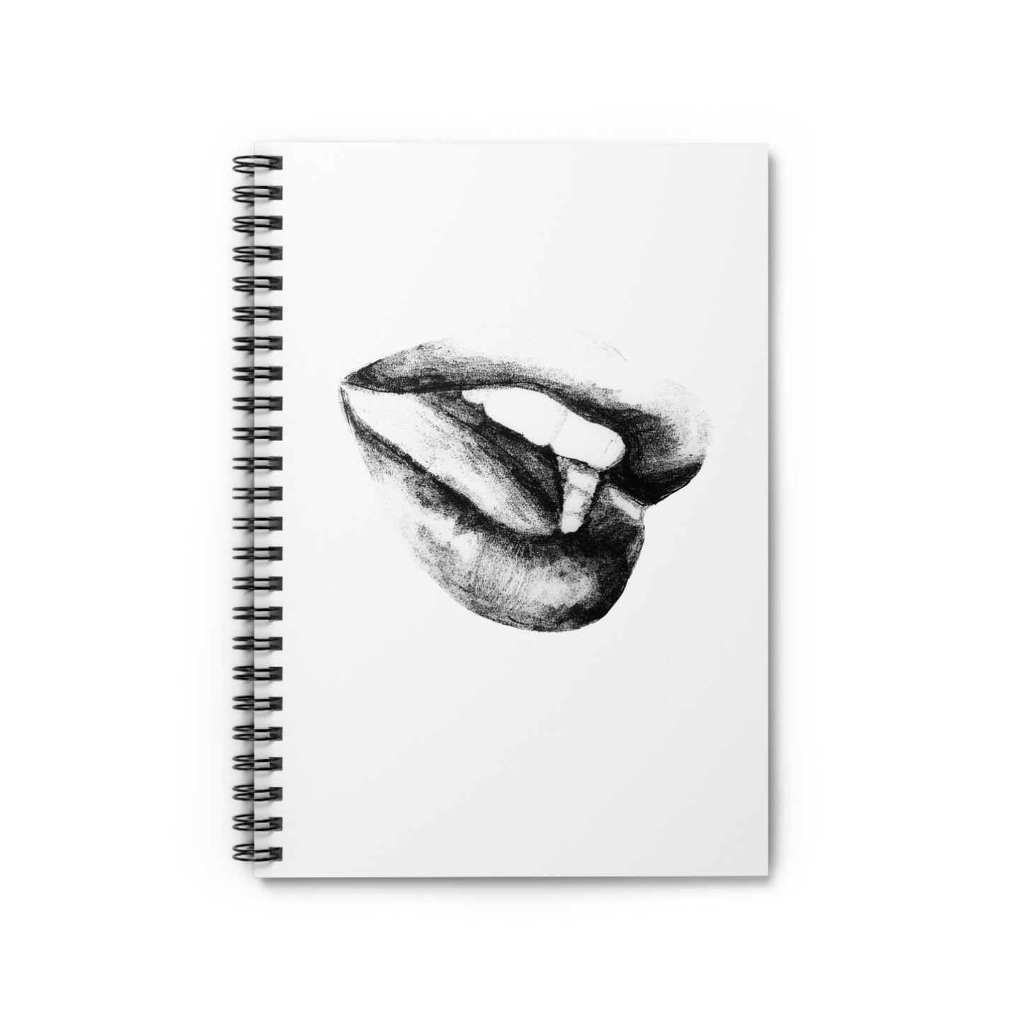 Spiral Notebook - Lush Mouth Pencil Drawing Ruled Line