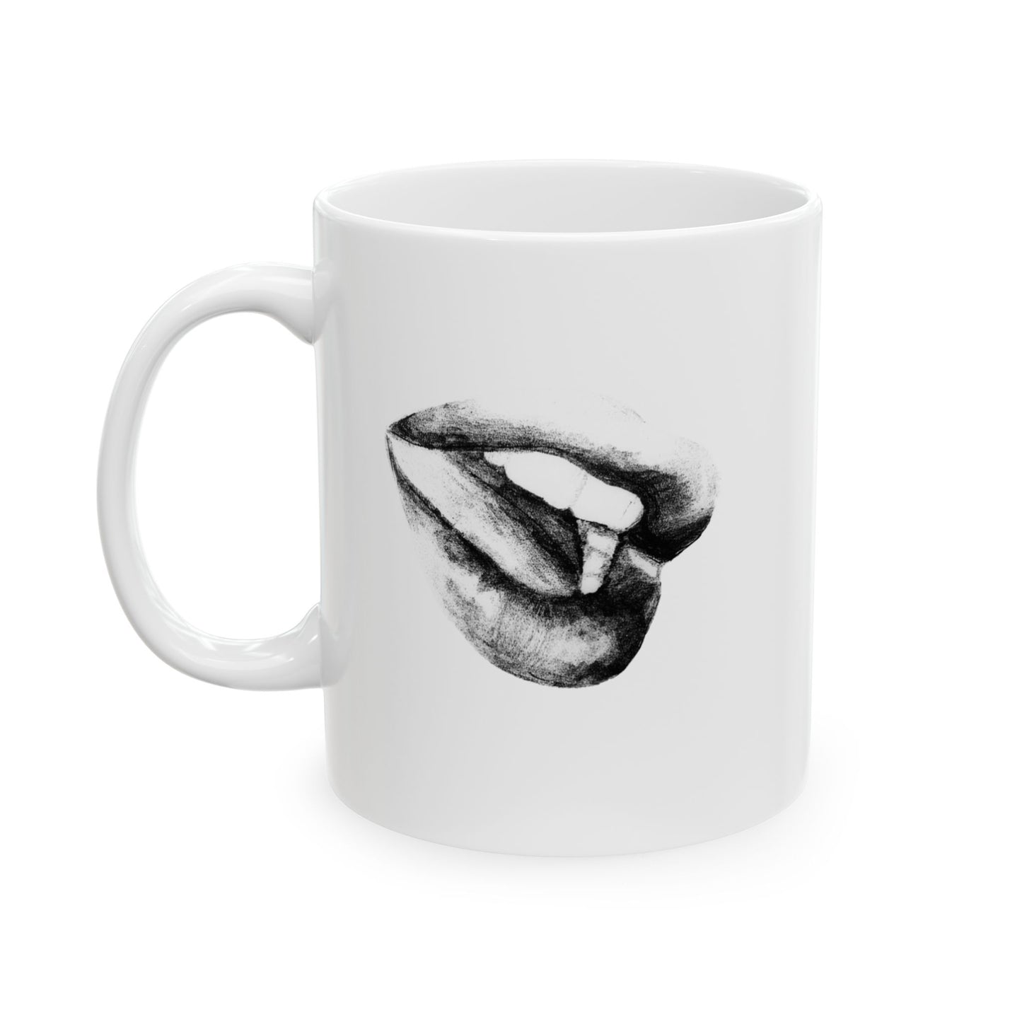 Minimalist Black & White Lips Ceramic Mug (11oz, 15oz)
