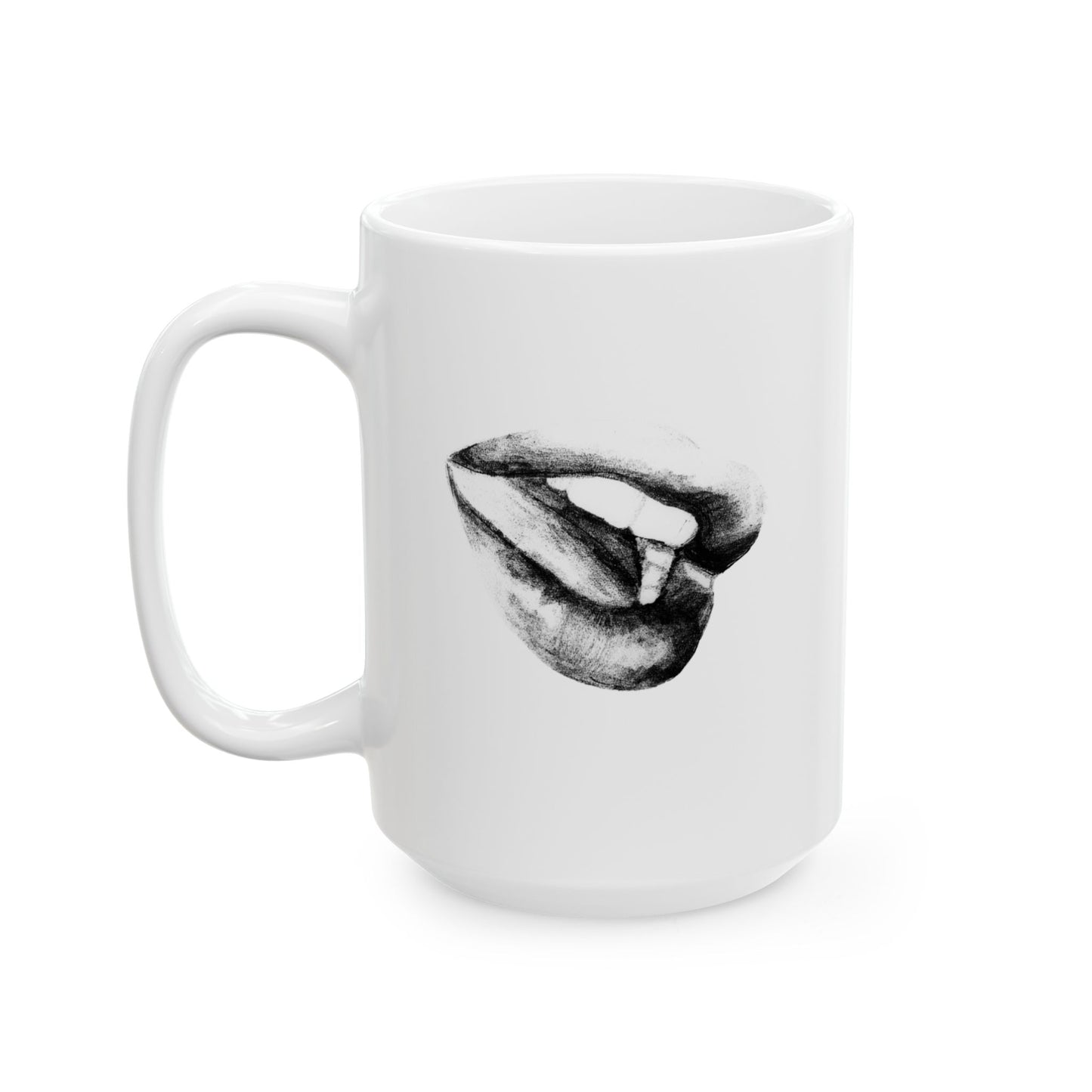 Minimalist Black & White Lips Ceramic Mug (11oz, 15oz)