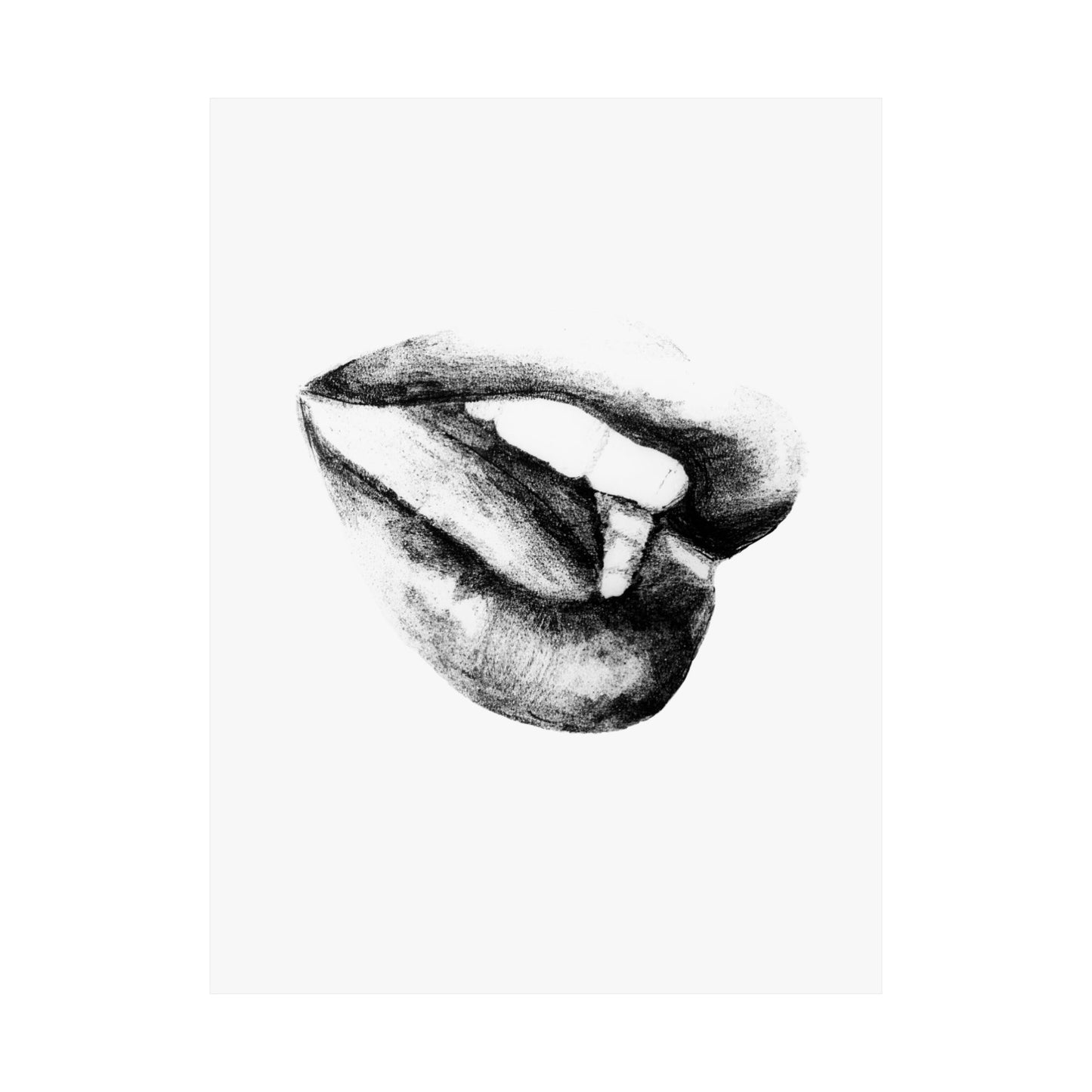 Vertical Poster - Black and White Woman's Lips Drawing