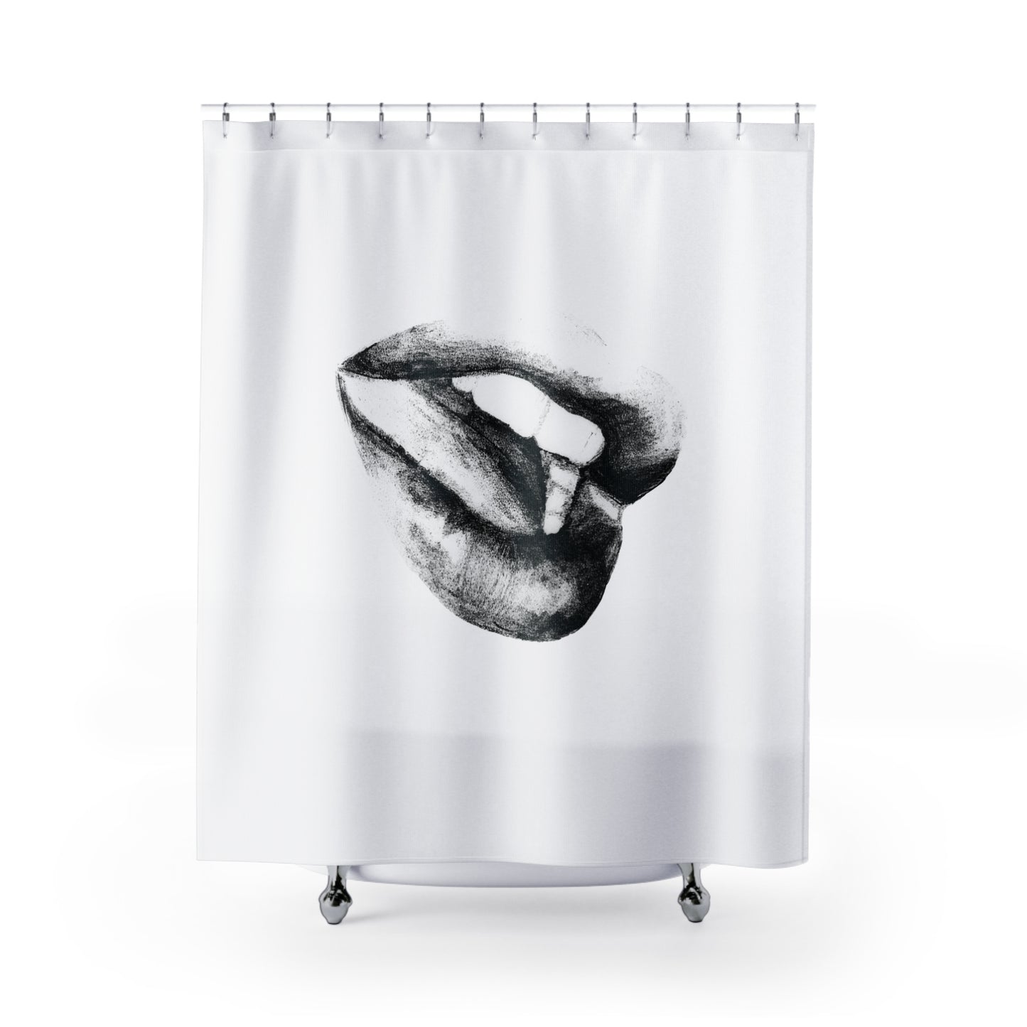 Shower Curtains - Lush Lips Pencil Drawing Design