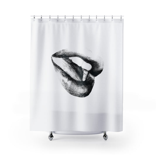 Shower Curtains - Lush Lips Pencil Drawing Design