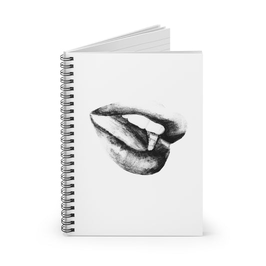 Spiral Notebook - Lush Mouth Pencil Drawing Ruled Line