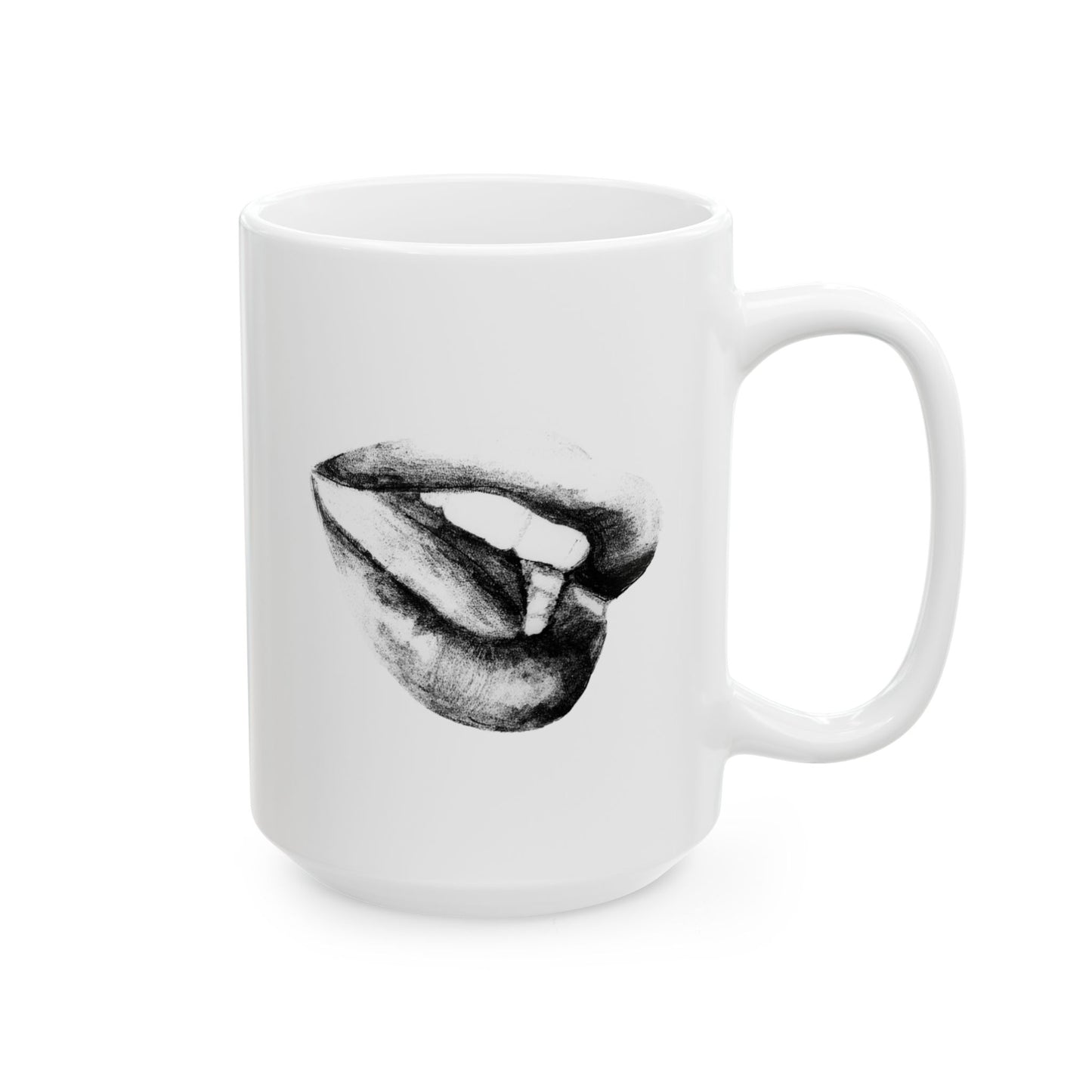 Mug - Woman's Lips Monochrome Pencil Drawing