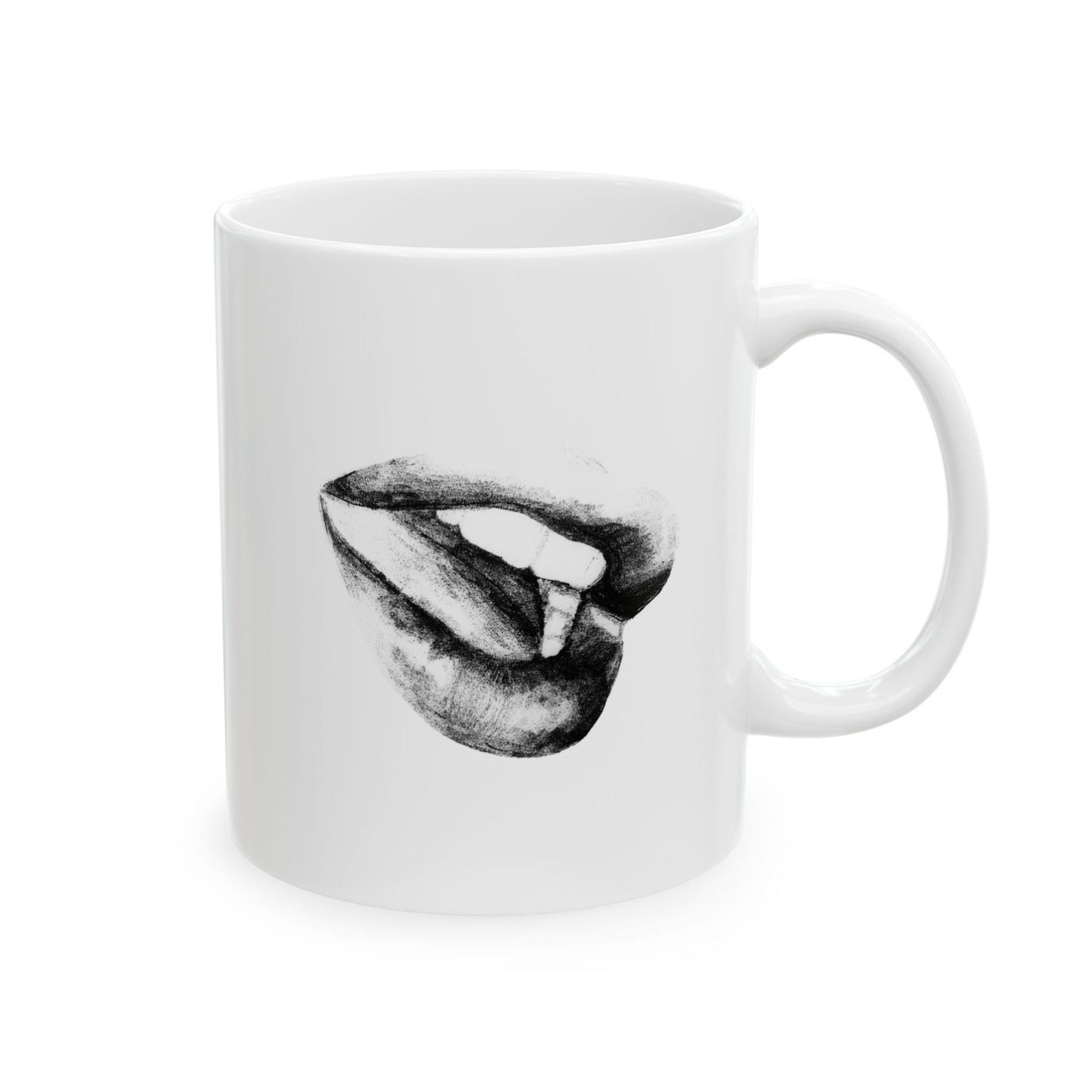 Mug - Woman's Lips Monochrome Pencil Drawing