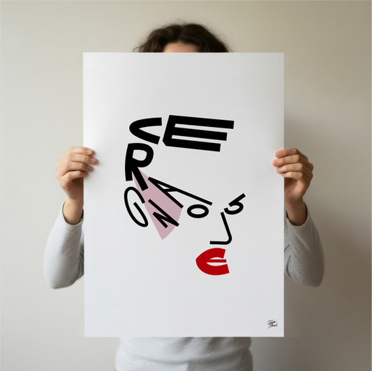 Grace Jones Typographic Portrait - Limited Edition Giclée Art Print (A2)