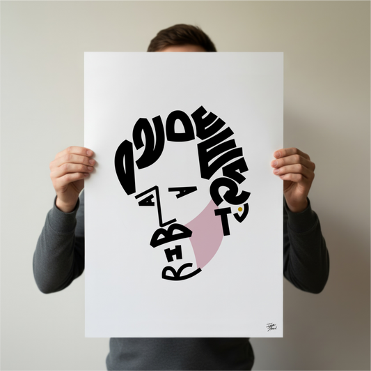 Devendra Banhart Typographic Portrait - Limited Edition Giclée Art Print (A2)
